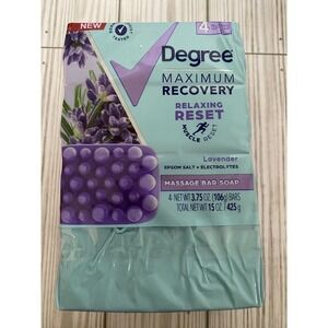 Degree Max Recovery 3-in-1 Soap Bar Epsom Salt + Lavender 3.75 OZ 4 Bar Pack